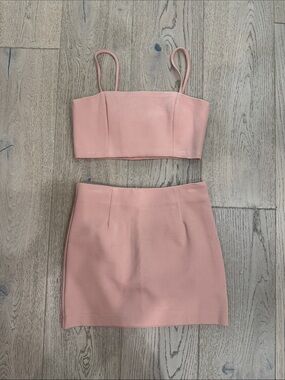 by the way. Dusty Pink Two-Piece Mini Skirt Set
